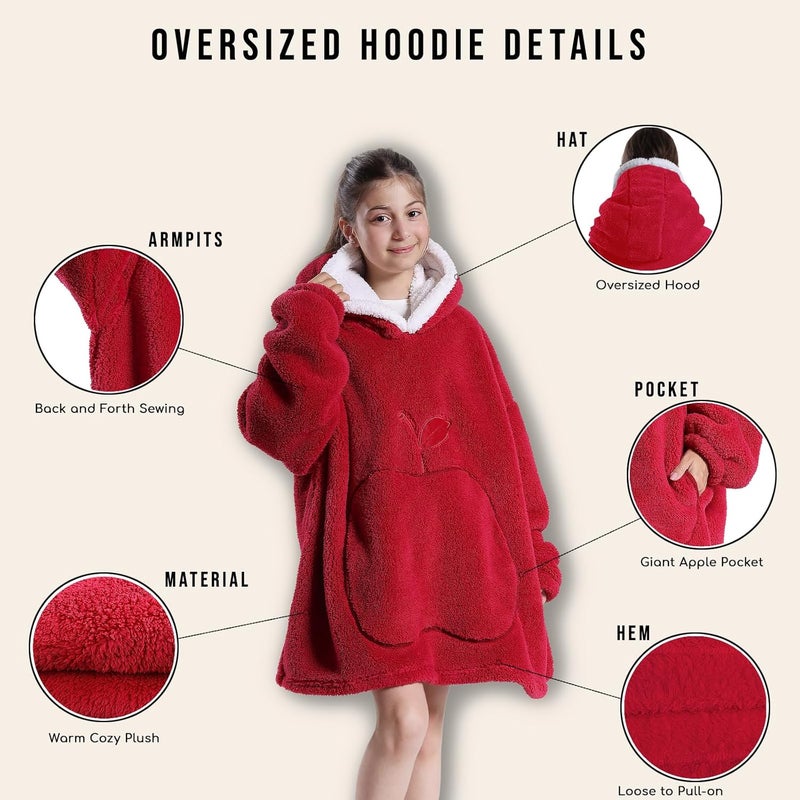 GoodtoU Wearable Kids Blanket Hoodie, Oversized Hooded Blanket for Girls Fluffy Plush Blanket Sweatshirt Warm Cozy Gifts - Image 5